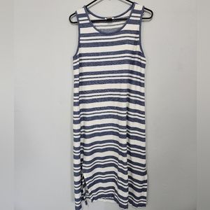 Matty M 100% cotton striped bodycon maxi tank dress with side slit size M